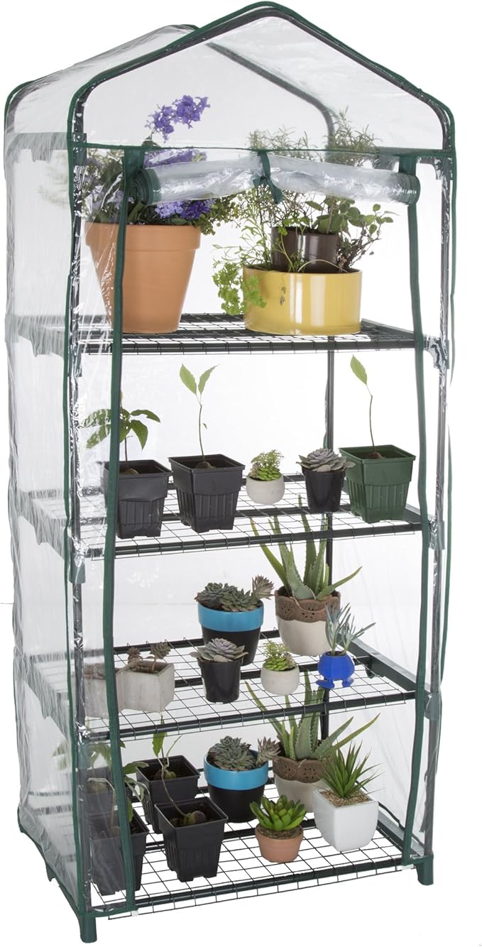4 Tier Mini Greenhouse - Portable Greenhouse with Rust-Resistant Frame and PVC Cover for Indoor/Outdoor - 27.5x19x63-Inch Green House by Pure Garden