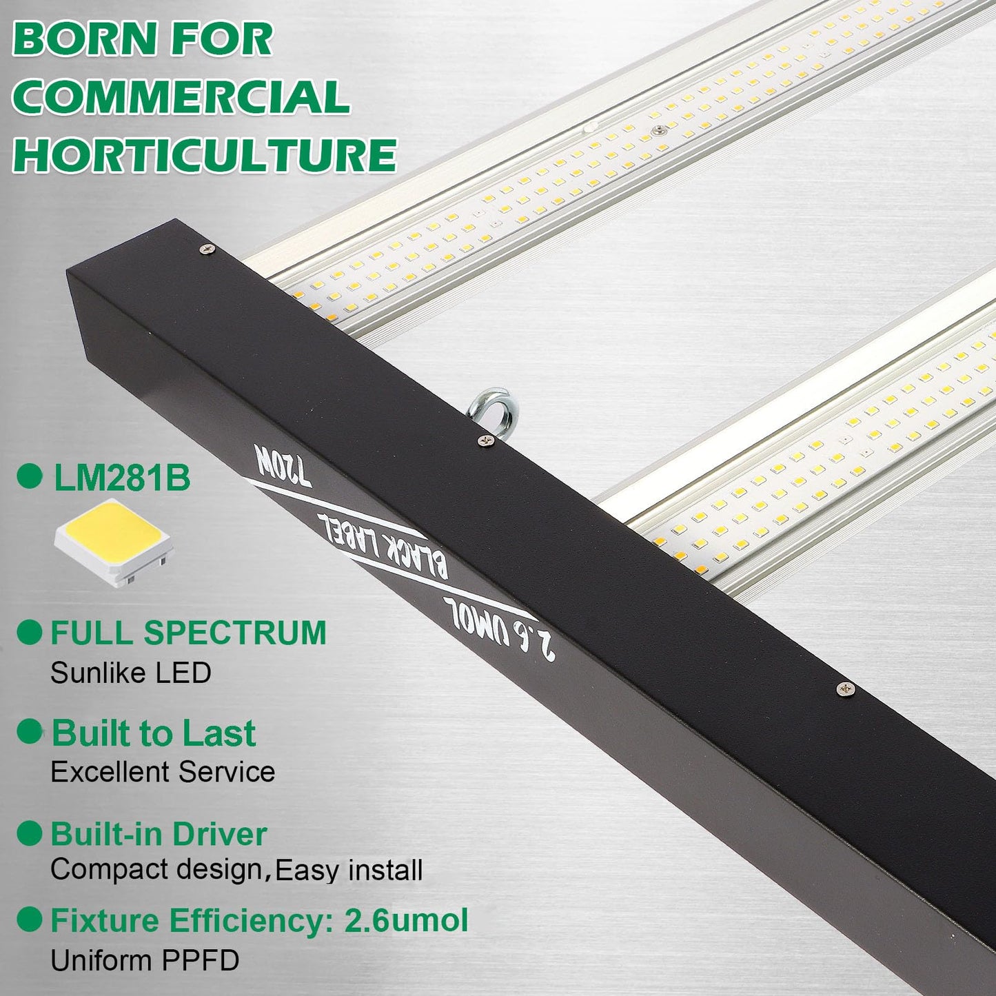 Lucius 720W LED Grow Light with LM281B Diodes, Full Spectrum Grow Lamp for Indoor Plants, 1872μmol/s, 2.6μmol/J, 5x5ft Coverage, Dimmable 0–100%, 120/240V, Ideal for Hydroponics, Greenhouse