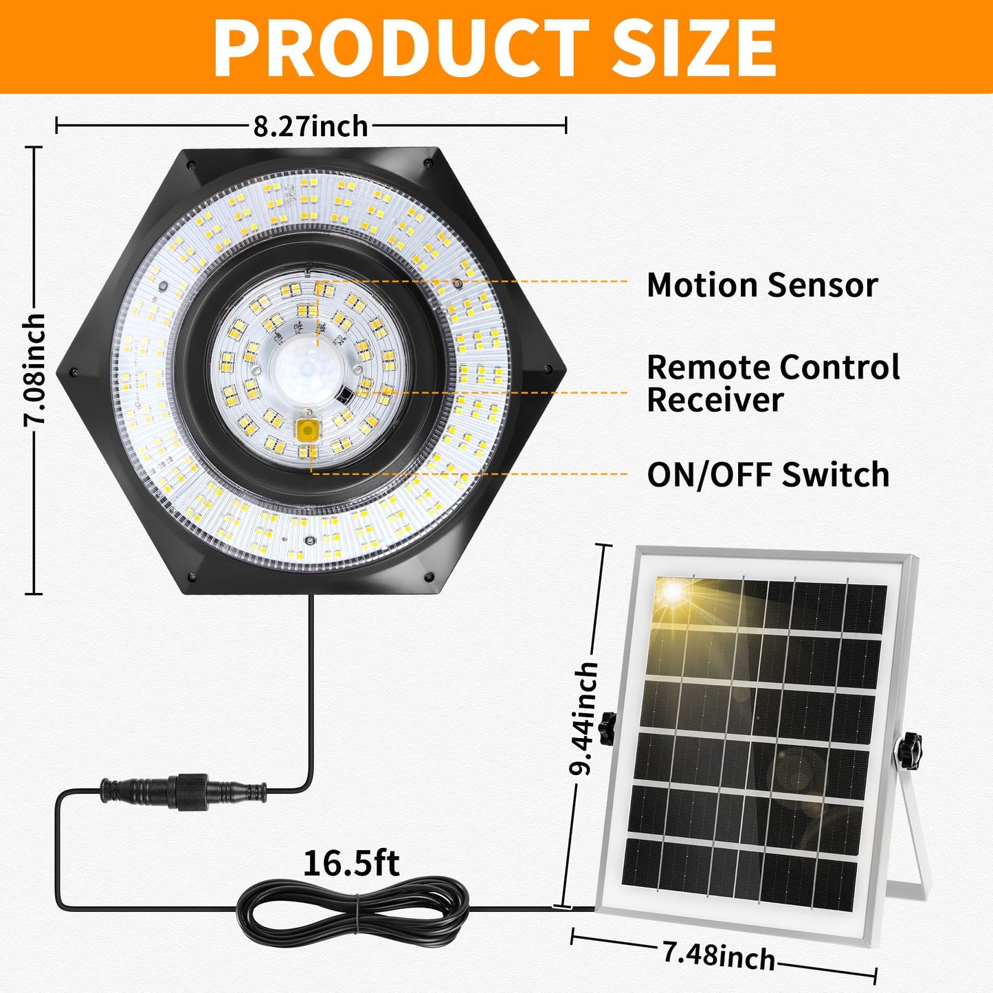 ROVOCLO Solar Shed Light, Solar Hanging Pendant Lights with Remote Control Outdoor Indoor for Chicken Coops Sheds Barns