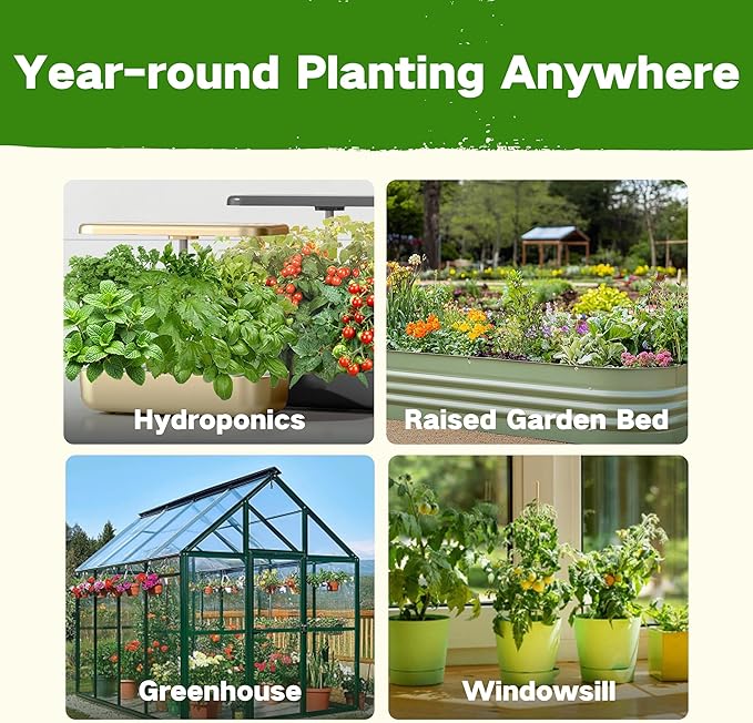 Lush&Dew Year-Round USDA Zone 8 Seed Bank, 32 Varieties Non-GMO Heirloom Seeds of Vegetables, Herbs Gardening Gifts for Women Men, Emergency, Survival Kit for Raised Garden Bed, Greenhouse