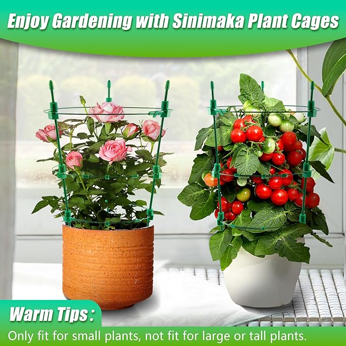 Upgrade Tomato Cage for Garden, 6 Pack 18 Inch Plant Support Cages, Stakes Trellis for Cherry, Peony, Flowers, Small Plants Pots
