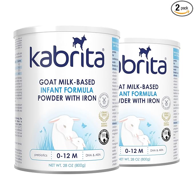 Kabrita Goat Milk Infant Formula - Easy to Digest Baby Formula 0-12 Months - Contains Prebiotics, Iron, DHA, Non-GMO - Gentle on Sensitive Tummies - Formula Supporting Gut Health & Sleep - 28oz (Pack of 2)