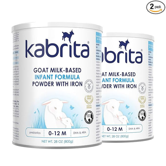 Kabrita Goat Milk Infant Formula - Easy to Digest Baby Formula 0-12 Months - Contains Prebiotics, Iron, DHA, Non-GMO - Gentle on Sensitive Tummies - Formula Supporting Gut Health & Sleep - 28oz (Pack of 2)