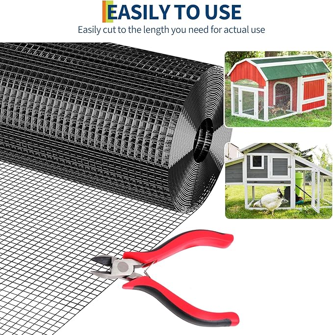 Hardware Cloth 1/2 Inch - 36in x 100ft Black Galvanized Chicken Wire Mesh Roll, Hot-Dipped After Welding for Chicken Coop, Rabbit Cages & Garden Fencing – Poultry Netting & Chicken Wire Fencing