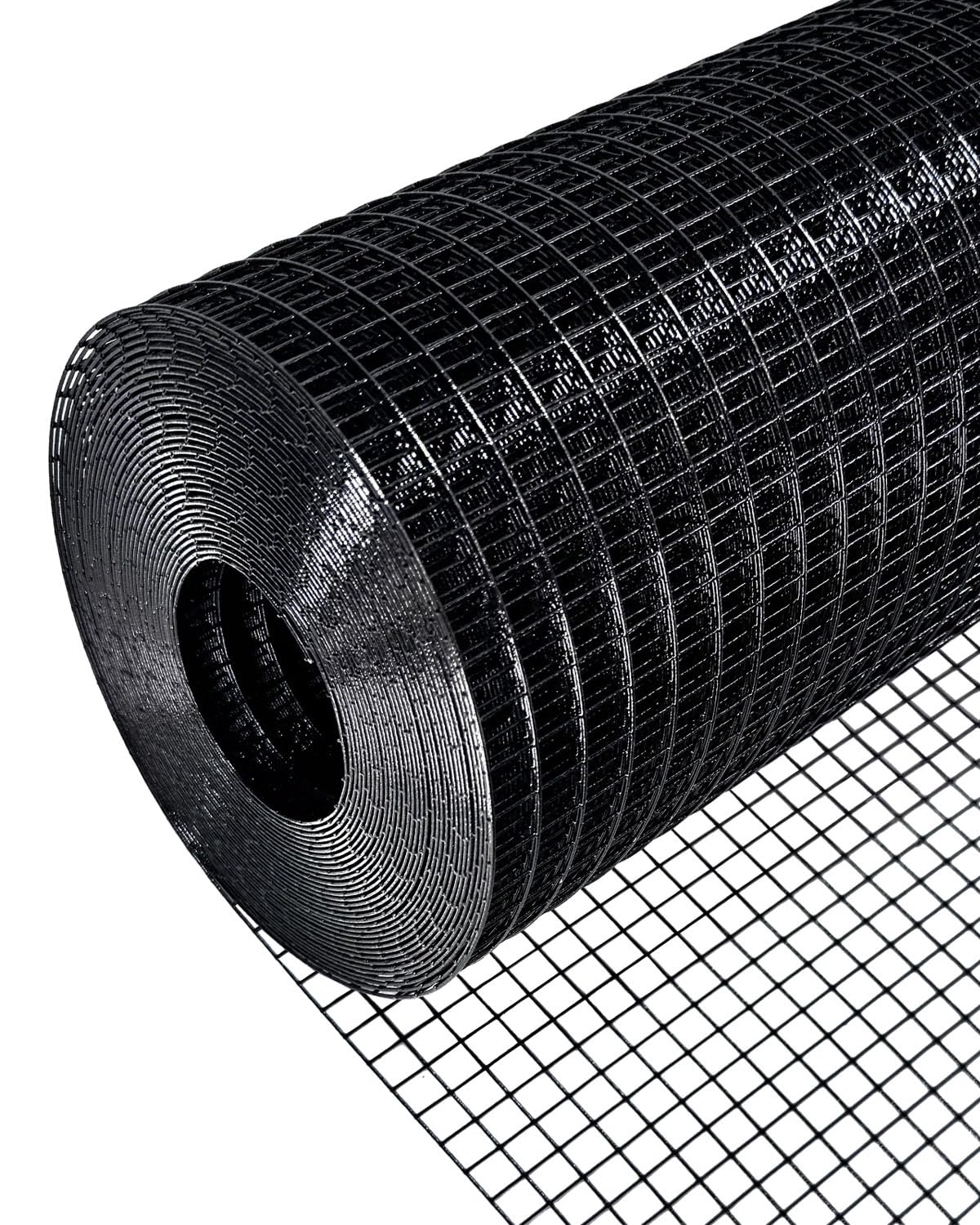 LAN JIA Black Hardware Cloth 72'' x 50' 1/2 inch Mesh 19 Gauge - PVC Coating Wire Mesh Rolls Vinyl Coated Wire Fence Roll Garden Fencing Chicken Run Mesh Screen