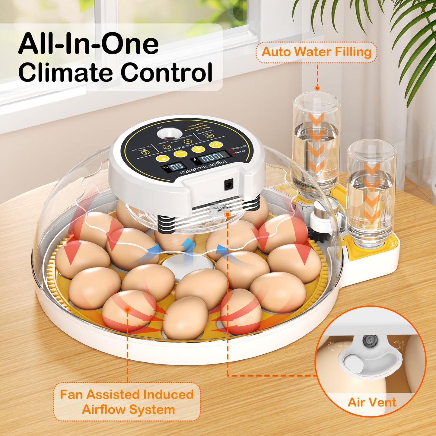2025 Upgrade 18 Egg Incubator with Automatic Egg Turning and Humidity Control, Egg Incubators for Hatching Eggs Chicken Ducks Goose Quail Pigeon Turkey, Automatic Incubator for Home Classroom Lab Farm