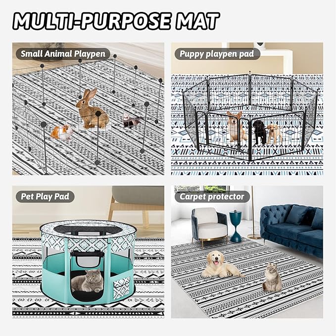 BNOSDM 78.7 in Rabbit Cage Liners Washable Reusable Bunny Bedding Pets Dog Whelping Pads with Anti Slip Bottom Pad Rug for Dogs Chinchillas Cats Guinea Pigs Ferrets