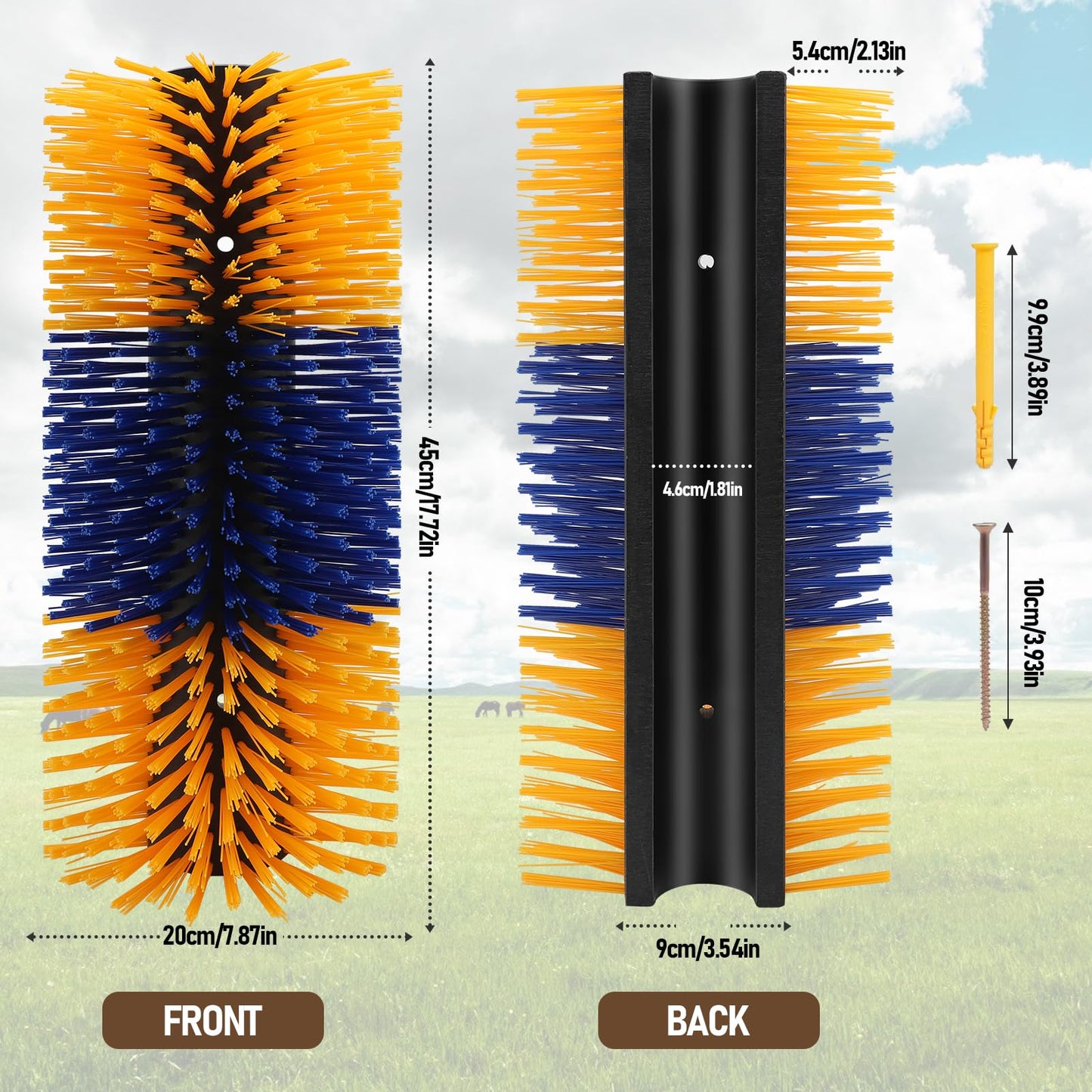 Livestock Scratch Brush with Screws, Grooming Brushes for Cow, Horse, Goat, Livestock Brushes For Scratching,Relieve Itching on the Back for Cow Cattle Sheep Horses Pigs (1PCS)