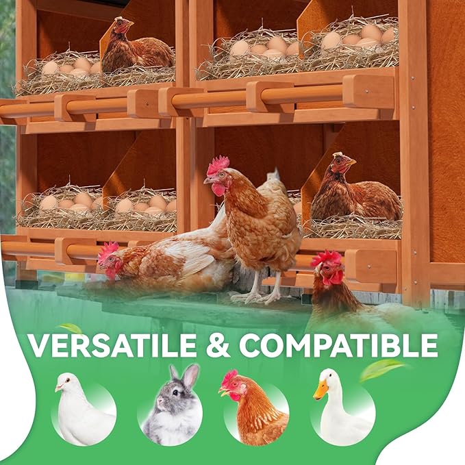 Chicken Nesting Box with Slanted Roof, Wooden Laying Box for Hens & Ducks, Heavy Duty & Easy to Clean, All Weather Backyard Coop Accessory for Egg Collection(8 Compartment)