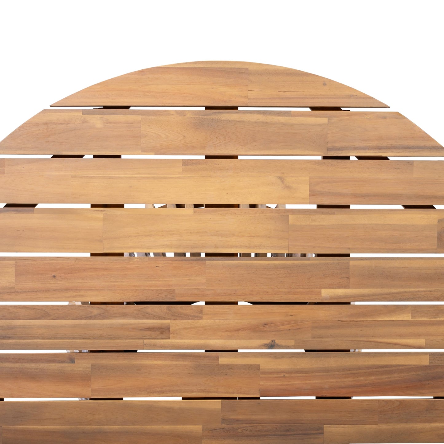Christopher Knight Home Briar Farmhouse Acacia Wood Round Dining Table, Patio Dining Room Table with Unique Wooden Base for Backyard/Garden, Slatted Design Outdoor Dining Table, Light Teak