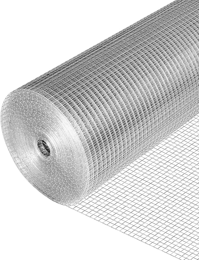 1/2 inch 60'' x 50' Hardware Cloth Square Openings - 19 Gauge Hot-Dip Galvanized Wire Mesh, Welded Cage Wire Rolls Great for Animal Enclosure Chicken Coop Flower Beds Rabbits Wire Fencing