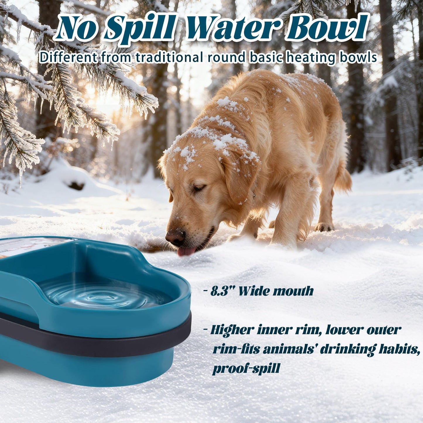 MUDUOBAN Heated Water Bowl for Dog and Cat,Heated Chicken Waterer with Anti-Chew Cord,Float Valve Controlled Automacit Fill,for Winter No Freeze