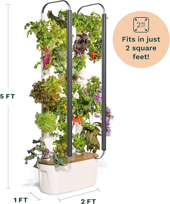 Gardyn 4.0 Vertical Hydroponics Growing System Kit - 30 Non-GMO Plants, Herbs, Vegetables - Smart Tower Garden - Hydroponic Herb Garden Planter Indoor Kit - Indoor Gardening System w/LED Grow Lights