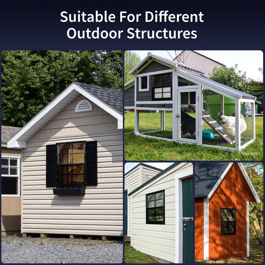 MHirmosy 2 Pcs 24"x36" White Shed Windows with Tempered Glass & Fiberglass Screen - Flush Mount Sliding Windows for Chicken Coop, Playhouse, Garage (Weatherproof & Easy Install)