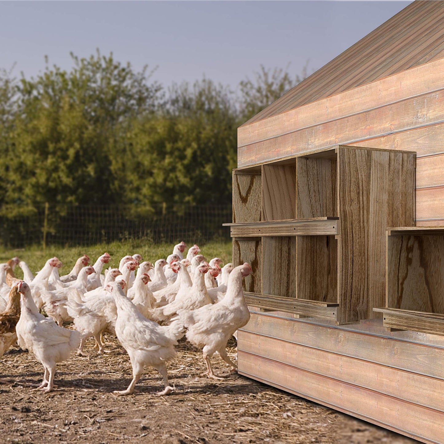 Nesting Boxes for Chickens Coop, Wooden Hens Nesting Eggs Laying Box, Chicken Nesting Boxes Wall-Mounted 6 Compartment