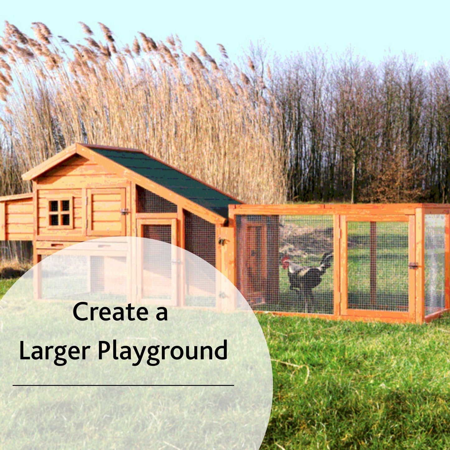 TRIXIE Natura Chicken Outdoor Run with Mesh-Covered Top, Extension for Natura Chicken Coops (55960, 55962, 55963, 55964), up to 2 Chickens (Standard Size) or 4 Bantams