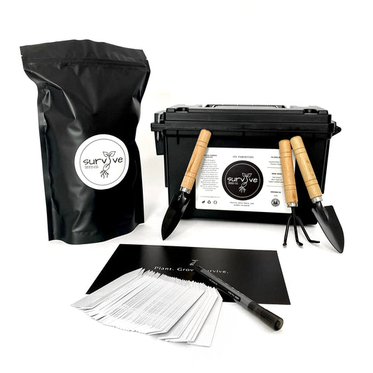 Survival Seed Kit America's #1 Largest Assortment of Heirloom Seeds - 155 Varieties - (Over 65,000 Seeds) Vegetable Fruit Herb Flower, Non-GMO, Seed Vault, Home Garden by Survive Seed Co.