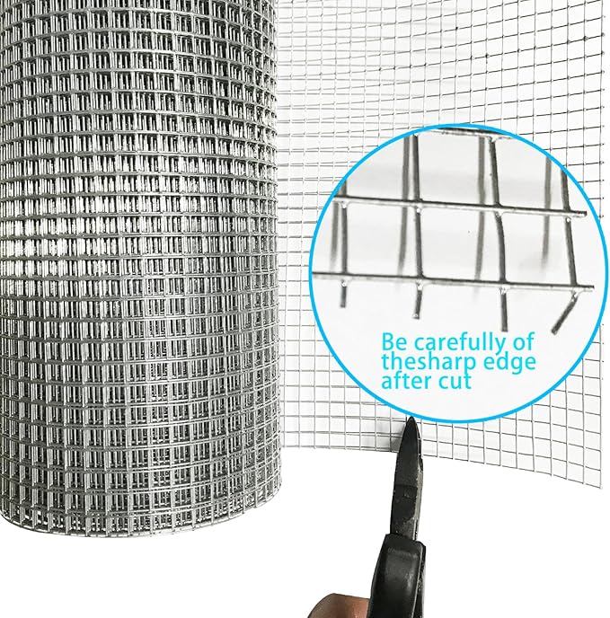12in X 20ft Hardware Cloth 1/4 Inch, 23 Gauge, Hot-dip Galvanized After Welding, Chicken Wire Fence Garden Fencing Welded Wire Cloth Garden Fence Handicraft Making