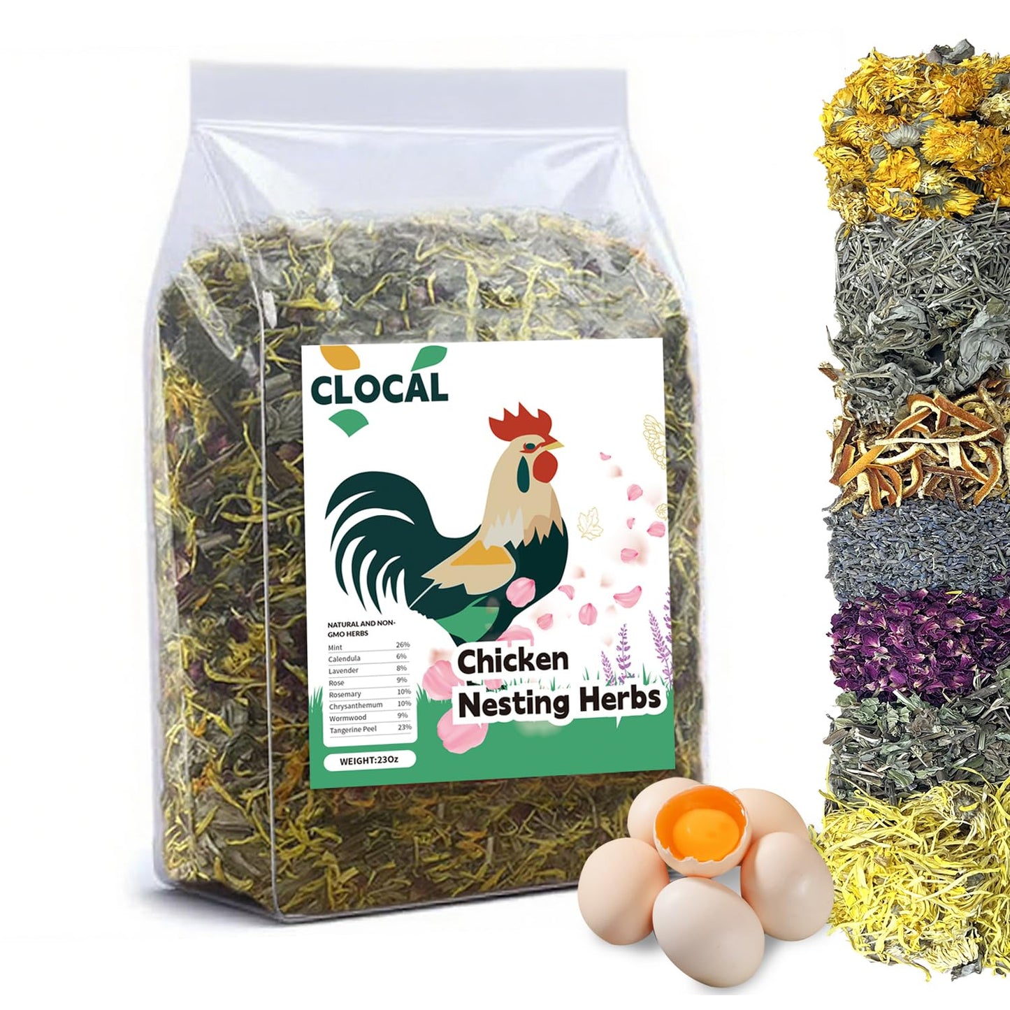 23oz Natural Chicken Nesting Herbs Premixed with Dried Flowers and Herbs for Coop and Run Insulation Bedding Roost House and Nesting Box Pads Bedding Supplies for Laying Hens and Ducks