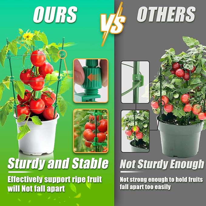 Upgrade Tomato Cage for Garden, 6 Pack 18 Inch Plant Support Cages, Stakes Trellis for Cherry, Peony, Flowers, Small Plants Pots