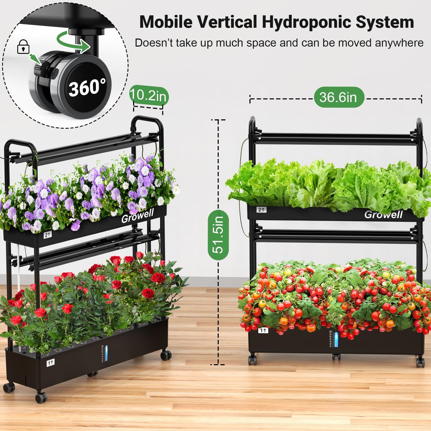 Growell 17 Pods & 60 Pods Hydroponics Growing System Kit