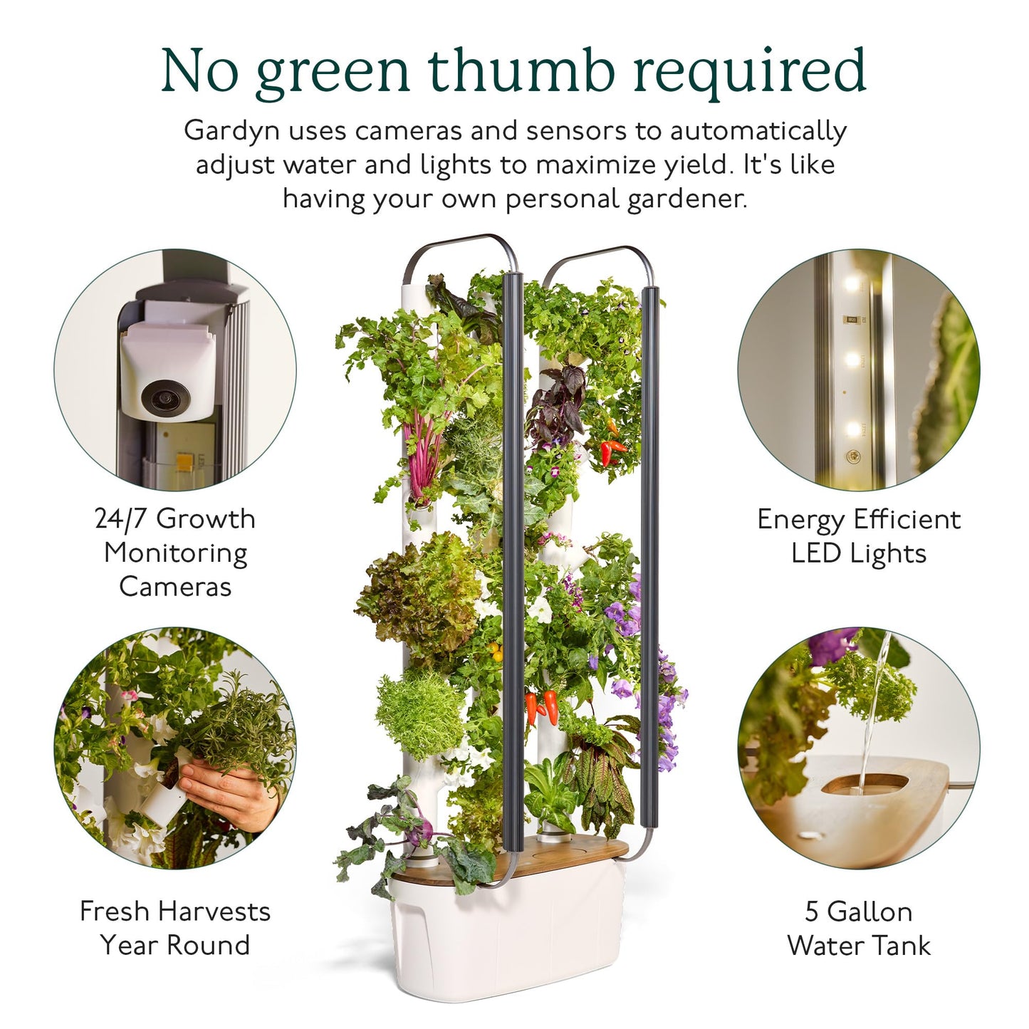 Gardyn 4.0 Bundle with Hydroponics Growing System Vertical Indoor Tower Garden, Germination Nursery & HydroBoost (4.0 Gardyn Home Kit, 30 Free Non-GMO Plants, LED Grow Lights, 30 Day Kelby Trial)