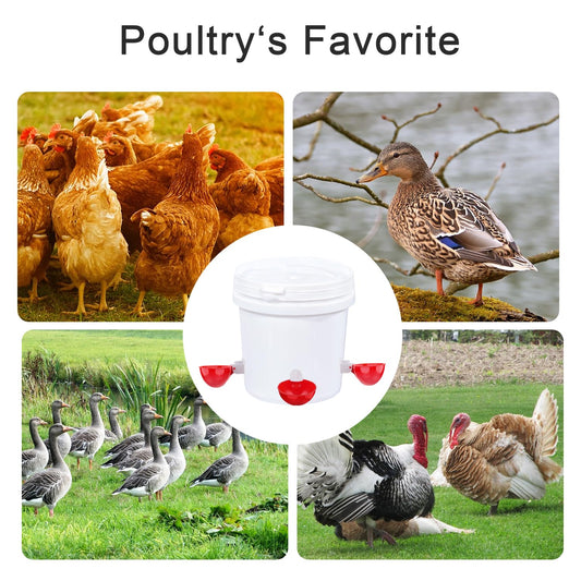 EOKOICA Chicken Waterer Cups, 6 Packs Large Chicken Watering Cups, Automatic Chicken Water Cups, Tee Fittings Poultry Feeder Cups Suitable for Chicken, Duck, Goose, Turkey with Mounting Hole Opener