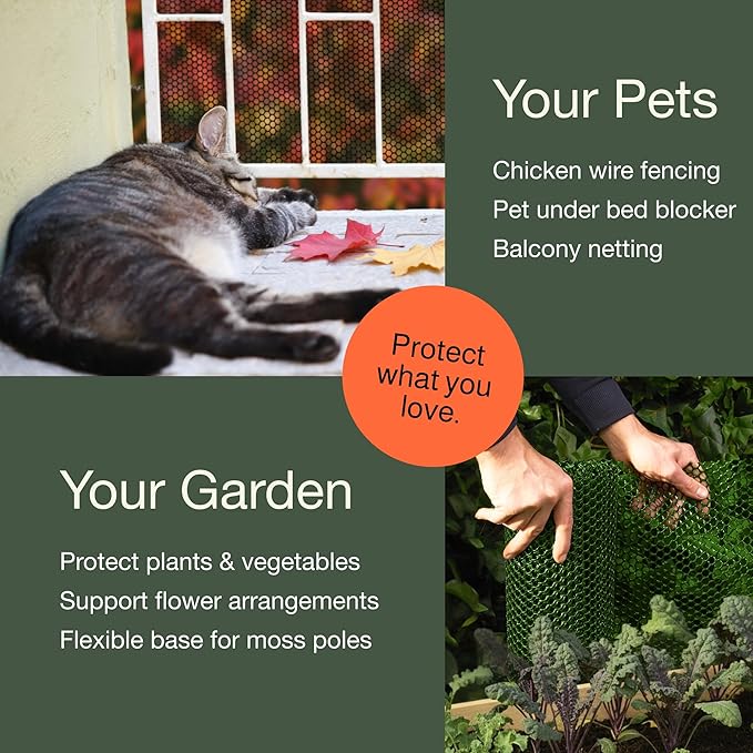 MaPorch Plastic Wire Mesh Fence - Hunter Green, 15.7" x 10 ft - Plastic Chicken Wire Fencing for Dogs, Rabbits & Poultry - Chicken Netting Barrier - Balcony Netting for Pets - Balcony Cat Barrier