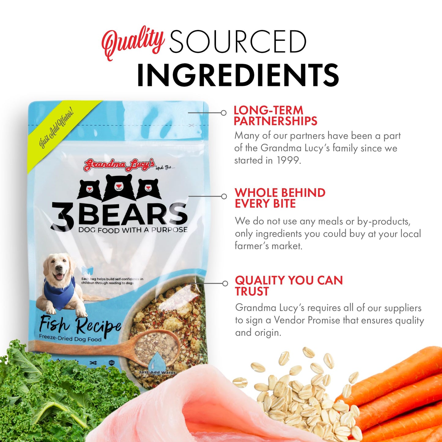 Grandma Lucy's 3 Bears Fish Dog Food - 8lb