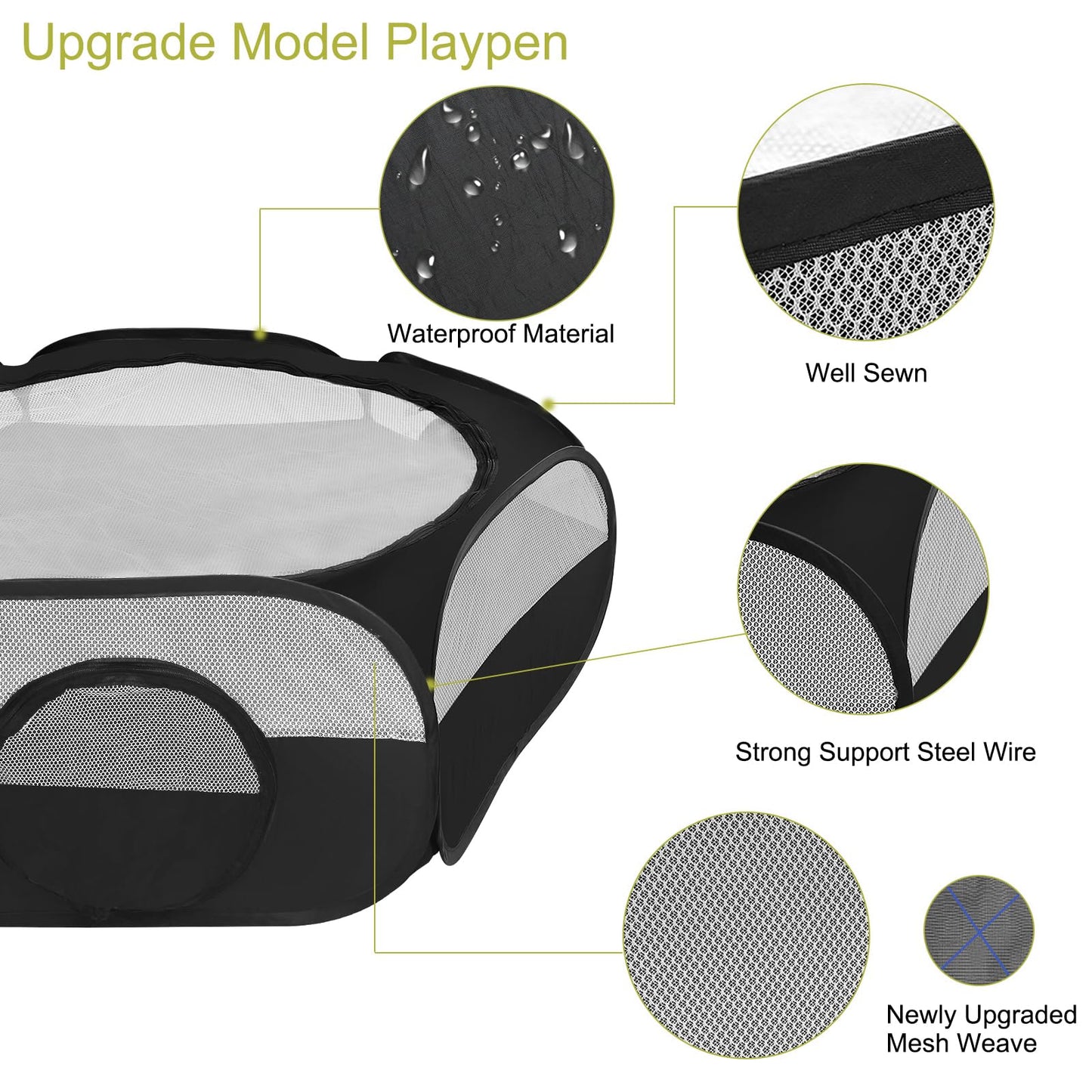 Deapeey Small Animal Playpen, Portable Kitten Playpen with Double Covers, Pop Up Guinea Pig Playpen Indoor Outdoor Bunny Playpen for Rabbit, Hamster, Hedgehogs, Chinchillas, Ferret, Bearded Dragon