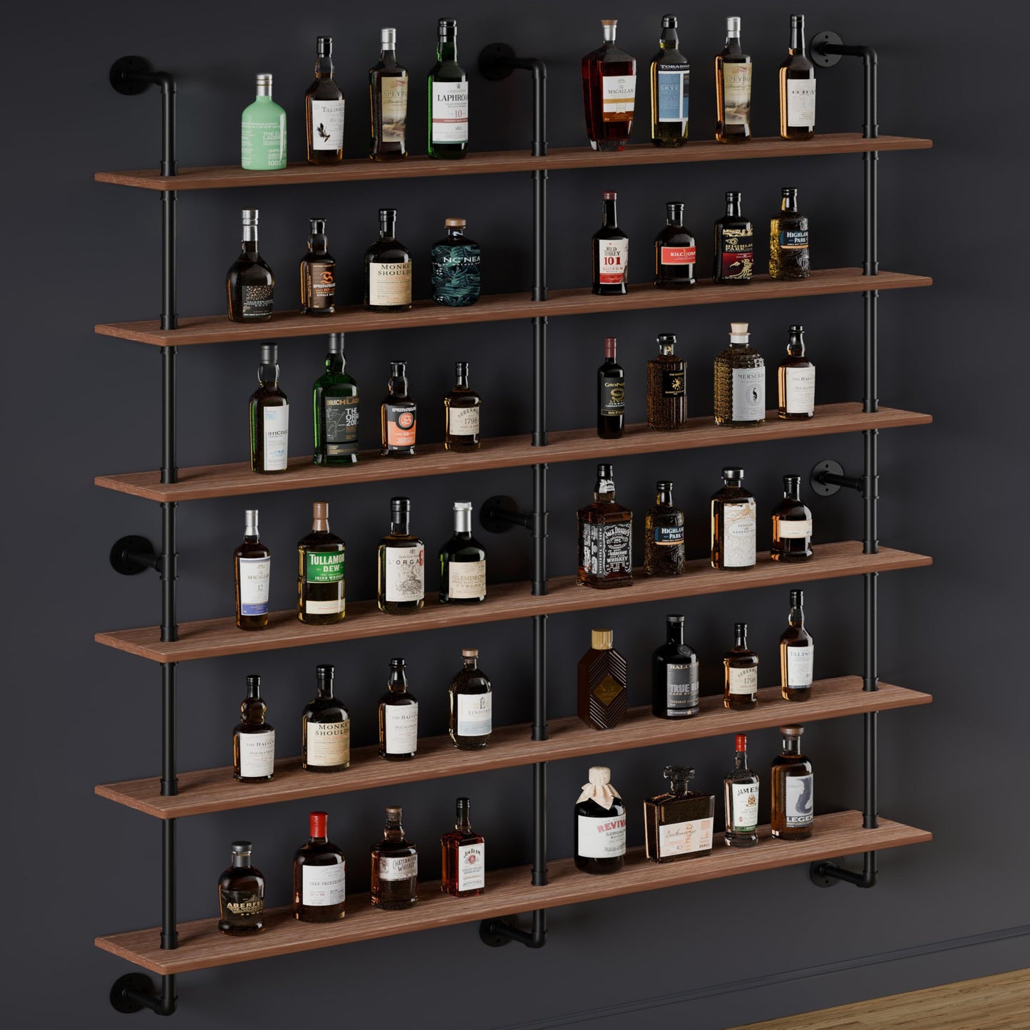 HDDFER Floating Shelves for Wall Living Room Shelves Bookshelf Industrial Pipe Shelving Shelves Real Wood Planks 60 inch Rustic Wall Shelves Hanging Bookshelves Farmhouse Kitchen Bar Shelving