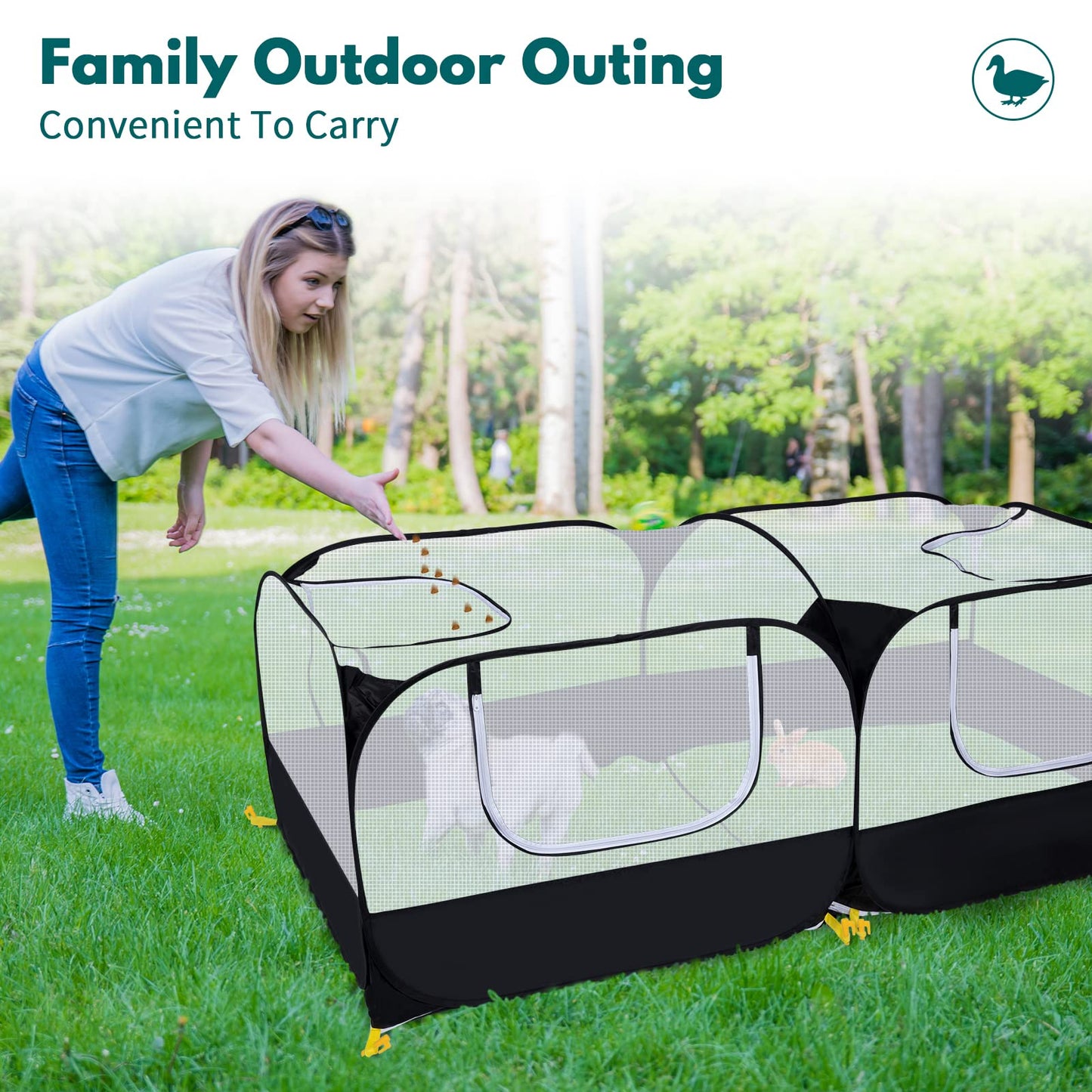 Small Animals Playpen,Pet Cage Tent Large Chicken Run Coop with Detachable Bottom Breathable Transparent Mesh Walls, Foldable Pet Enclosure for Puppy Kitten Rabbits Indoor Outdoor playpen