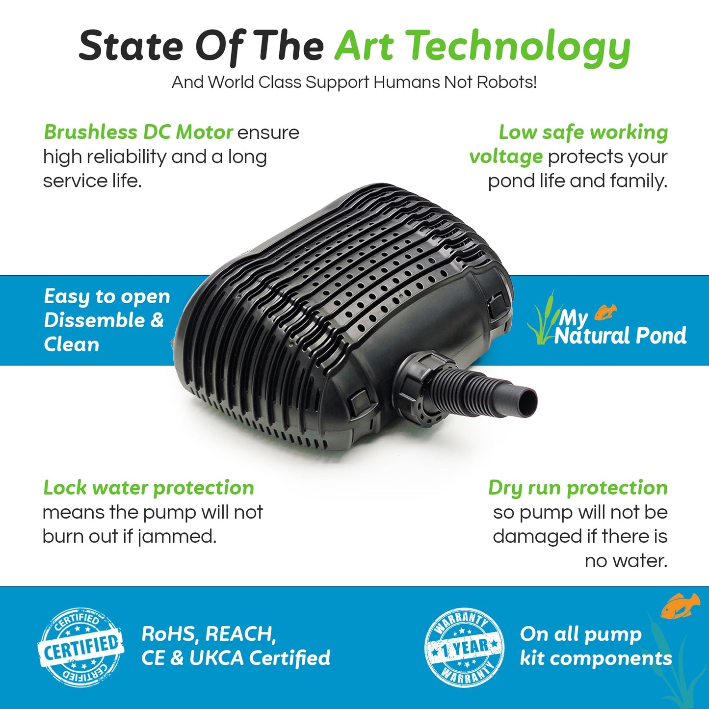 MNP Powerful Submersible Solar Powered Pond Pump Kit with Panels and Hose. No Battery. Advanced design. (100 Watts)