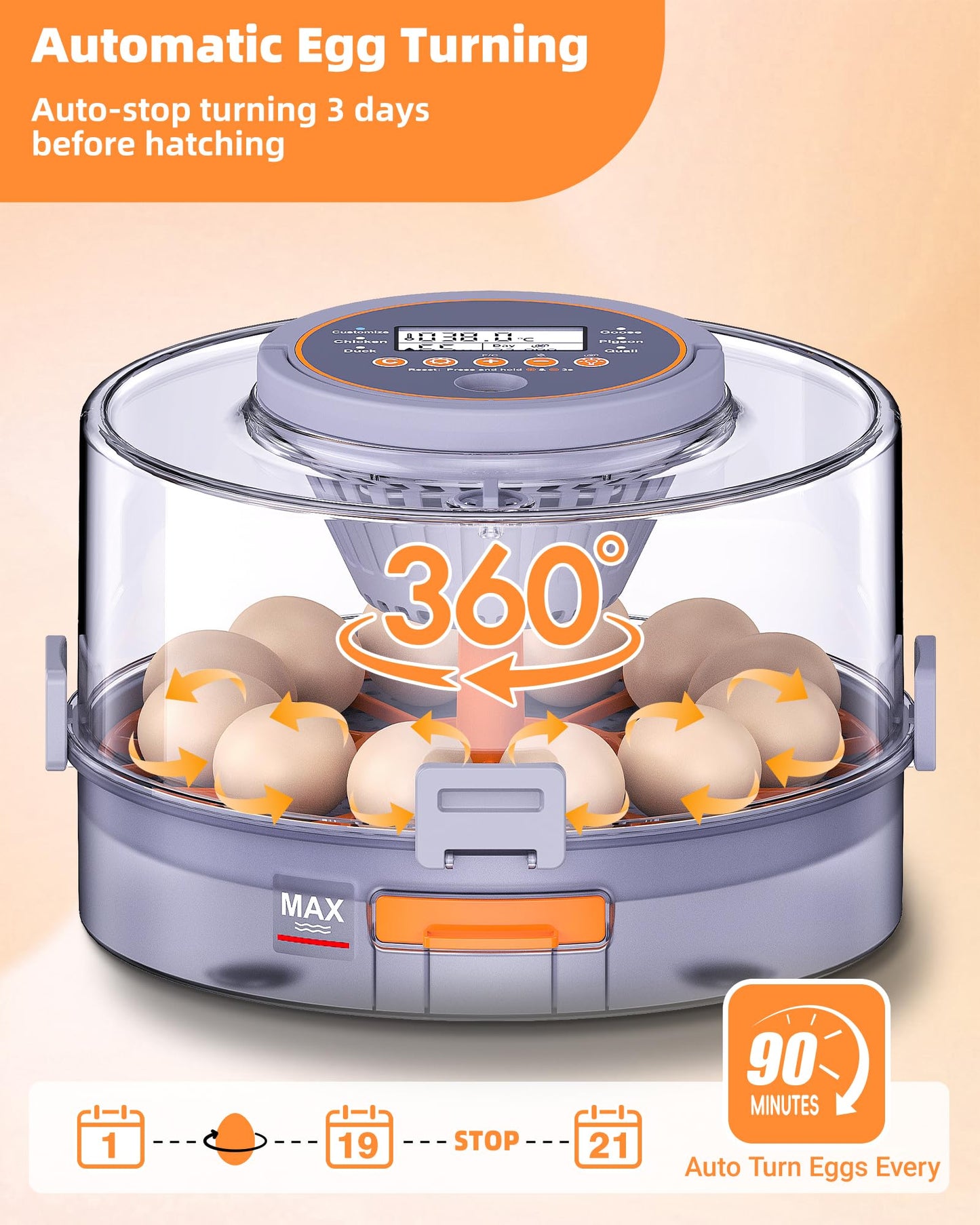 Incubators for Hatching Eggs, 12 Chicken Incubator with Automatic Egg Turning and Humidity Control, Baby Chick Cozy Supplies with Egg Candler for Quail, Chickens, Duck, Goose