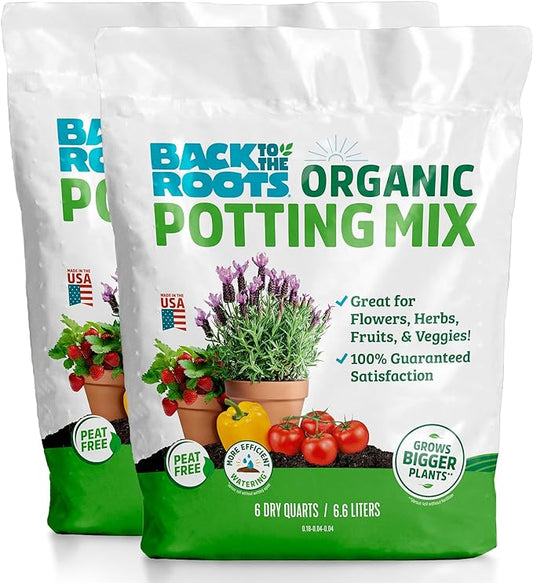 Back to the Roots 100% Organic Potting Mix (Value 12 Quart) | Premium Blend | Made in The USA