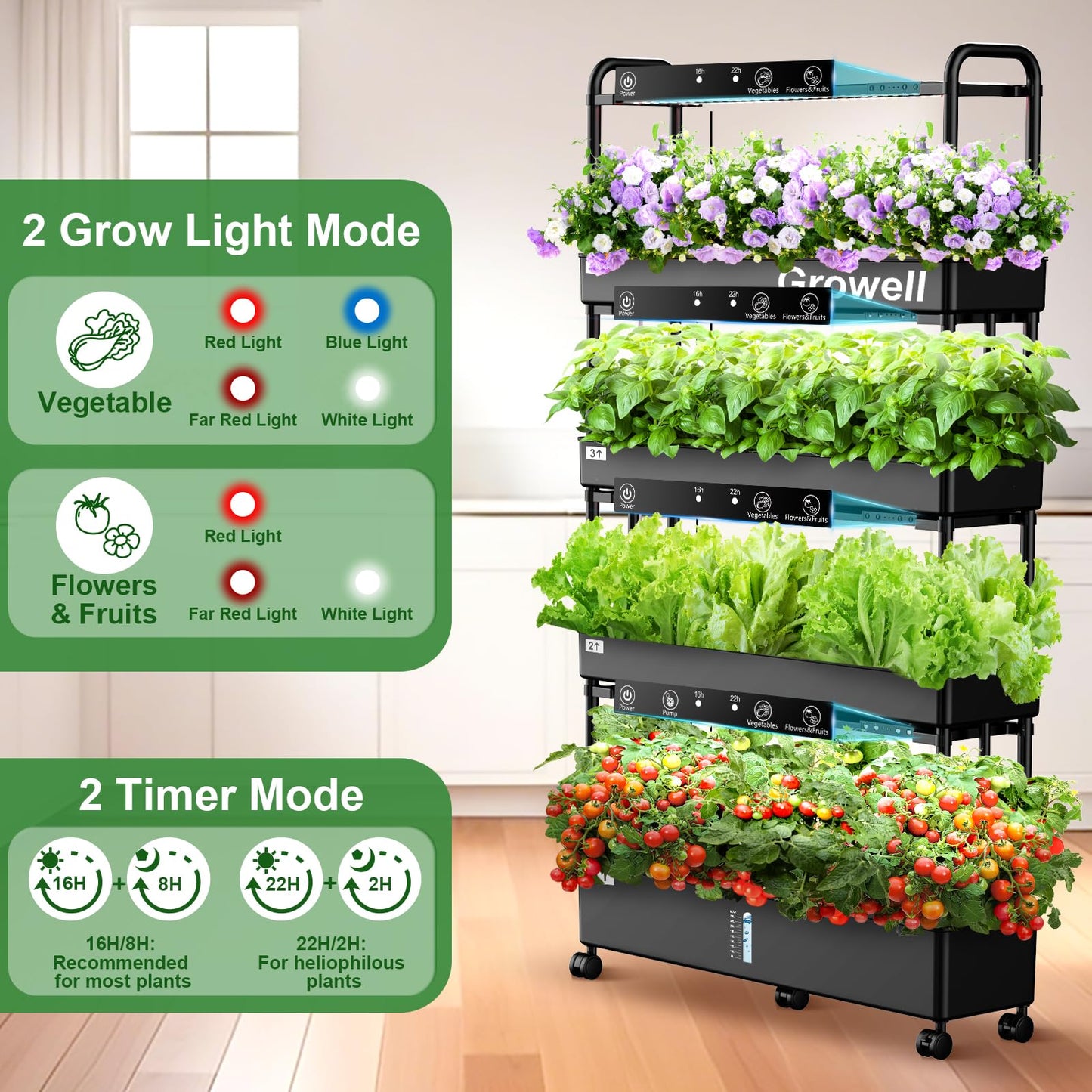 16 Pods Hydroponics Growing System Kit & 120 Pods Vertical Indoor Garden