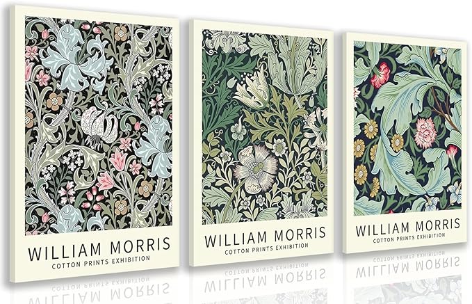 IAFWZX Framed William Morris Wall Art, Vintage Sage Green Flower Wall Decor, Boho Floral Canvas Paintigs, Mid Century Impressionist Botanical Aesthetic Pictures for Bedroom Living Room 16