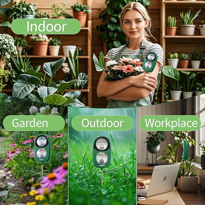 2-in-1 Soil Moisture Meter, Soil PH Meter, Large Dual-Screen Soil PH Tester & Moisture Meter for Plants Indoor&Outdoor Garden,Lawn,Farm Soil Test Kit-No Battery Needed-Avocadogreen