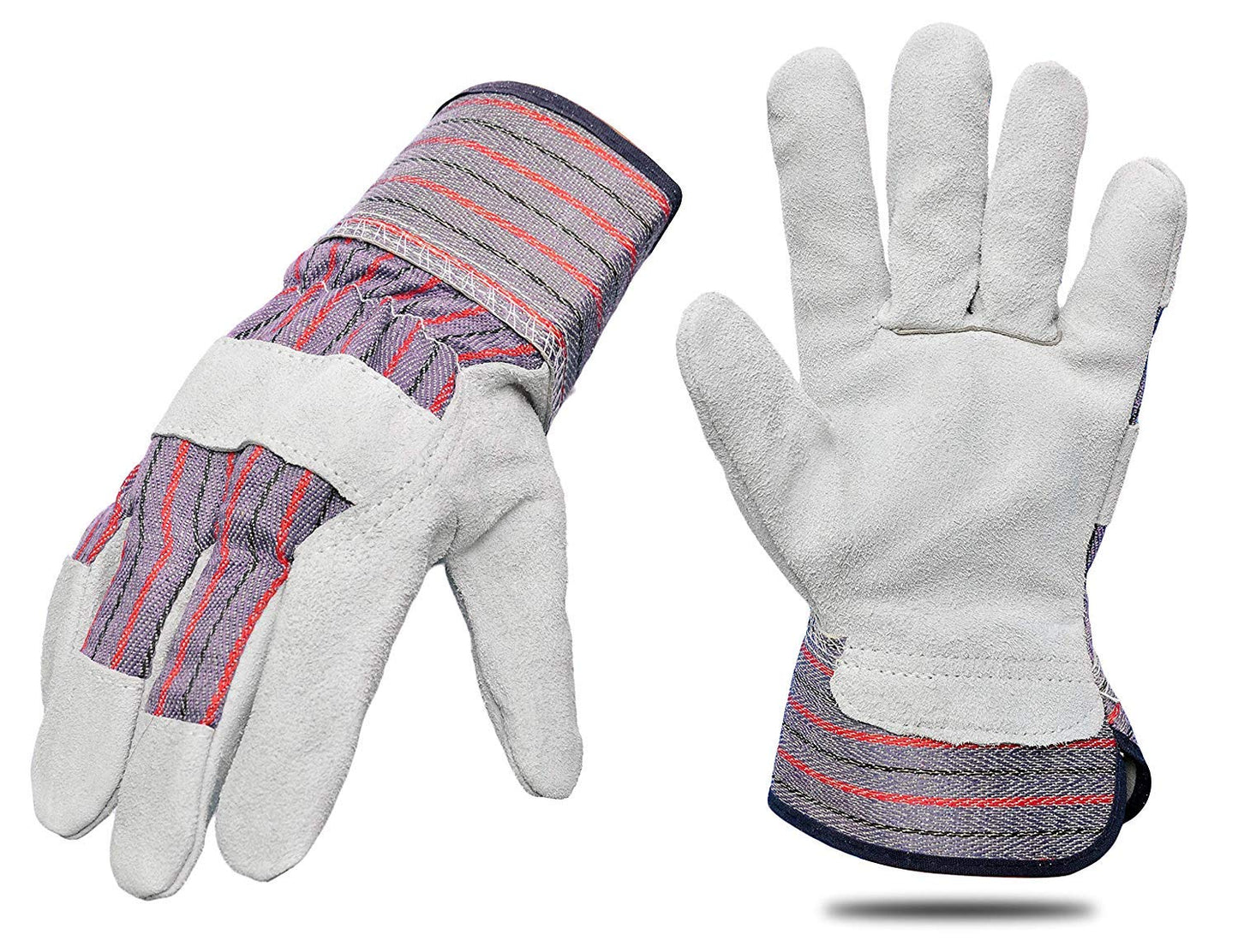 5015 60 Pair Pack Leather palm work gloves cowhide leather suede finish, single or double palm, 100% Leather and 100% Cotton Back, Grey