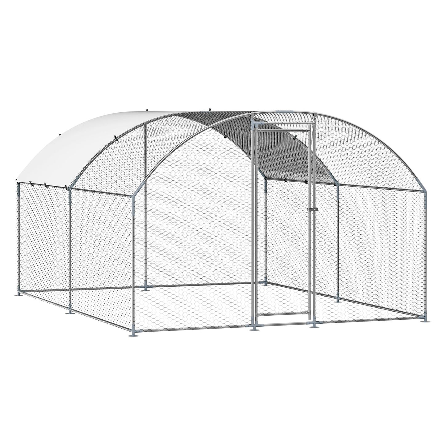 VEVOR Large Metal Chicken Coop with Run, 13.1 x 9.8 x 6.5 ft Walkin Chicken Coop for Yard with Waterproof Cover, Dome Roof Large Poultry Cage for Hen House, Duck Coop and Rabbit Run