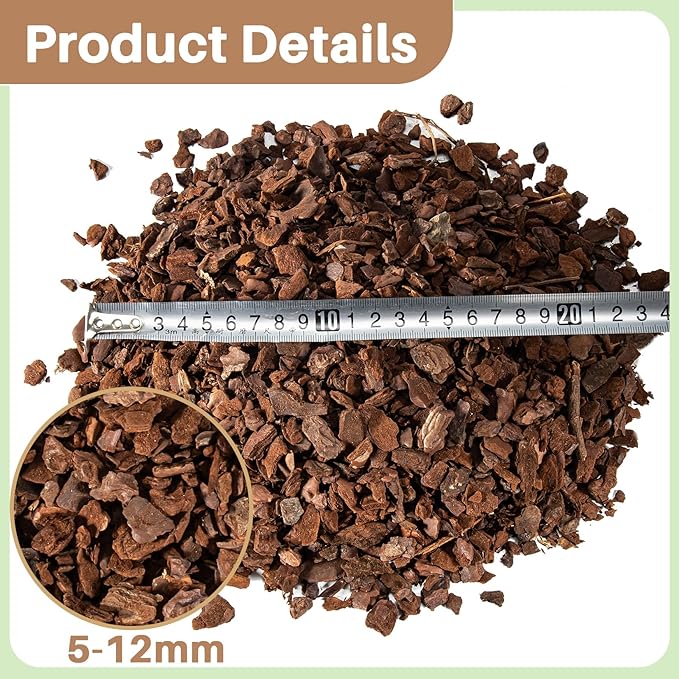 8OZ Orchid Bark Planting Soil - Sukh Orchid Potting Mix Horticultural Cypress Mulch Horticulture Dryad Pine Bark Natural Wood Chips Soil Cover for Plants Garden Orchid Medium Indoor Plants (5-12 MM)