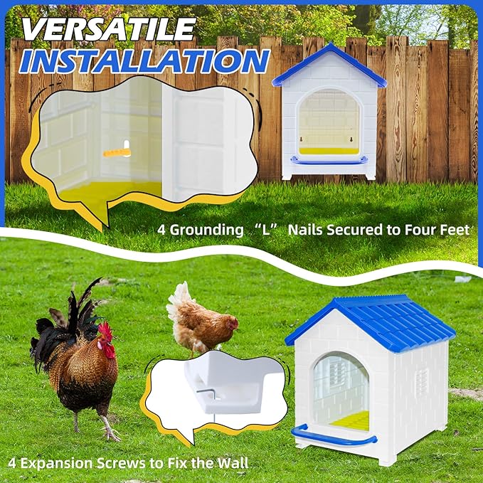 1 Pack Chicken Nesting Box,Waterproof Plastic Chicken Coop,Wall & Floor Nest Box for Hens,Ducks, Rabbits and Other Poultry (Blue)