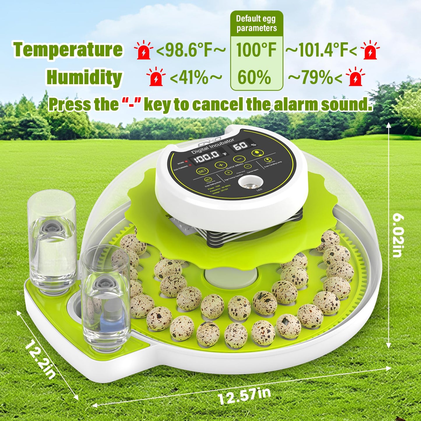 Quail Egg Incubator for Hatching Eggs with Automatic Egg Turning and Humidity Control 40 Eggs Large Capacity Quail Brooder Poultry Incubators, Also for Parrot, Dove, Canary and Other Birds
