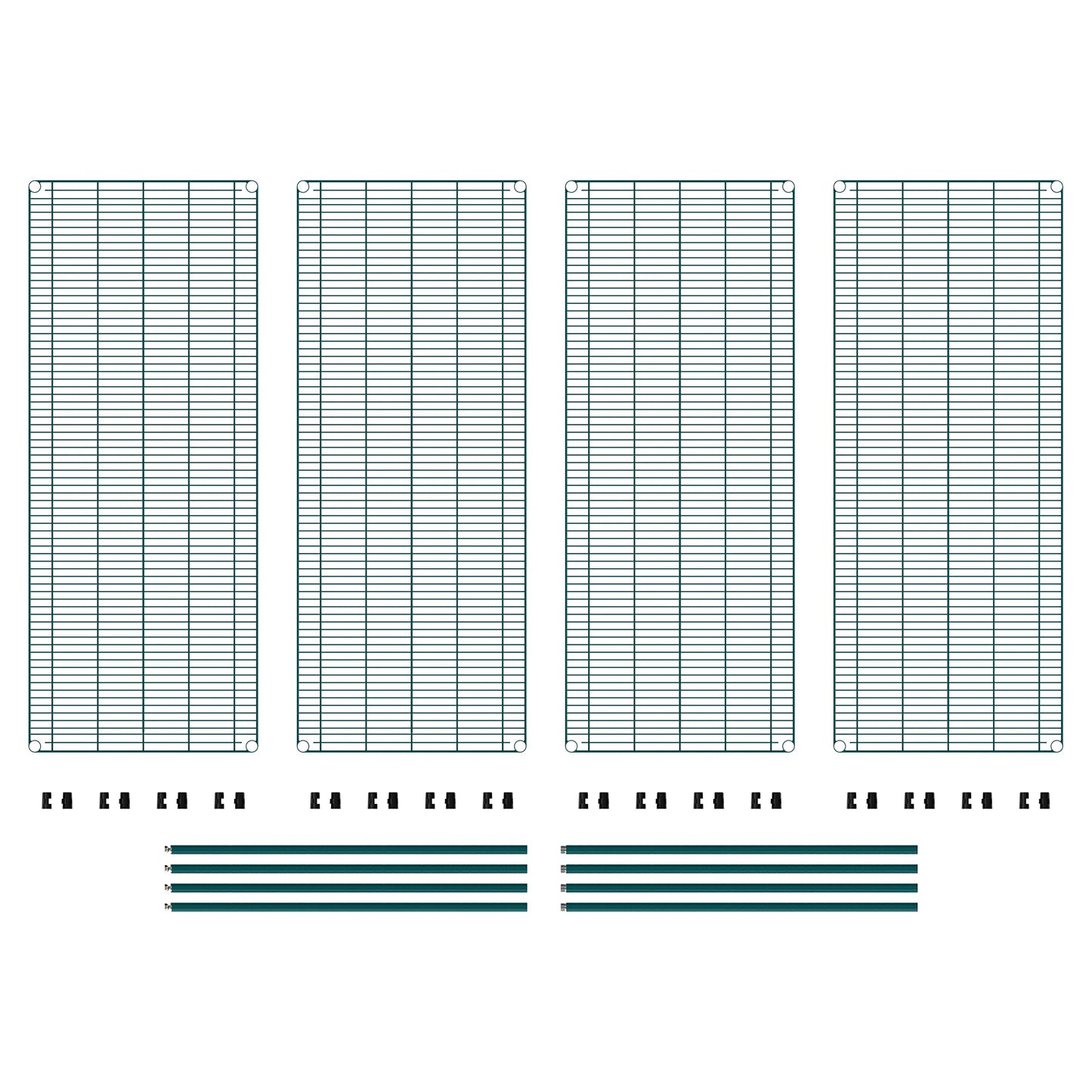 METRO Super Erecta Metroseal Green Epoxy Shelving Unit - Industrial Wire Shelving for Restaurants, Kitchens, Walk-in Coolers/Freezers with Microban - 4 Tier, 2000 lbs Capacity, 24” W x 60” L x 74” H