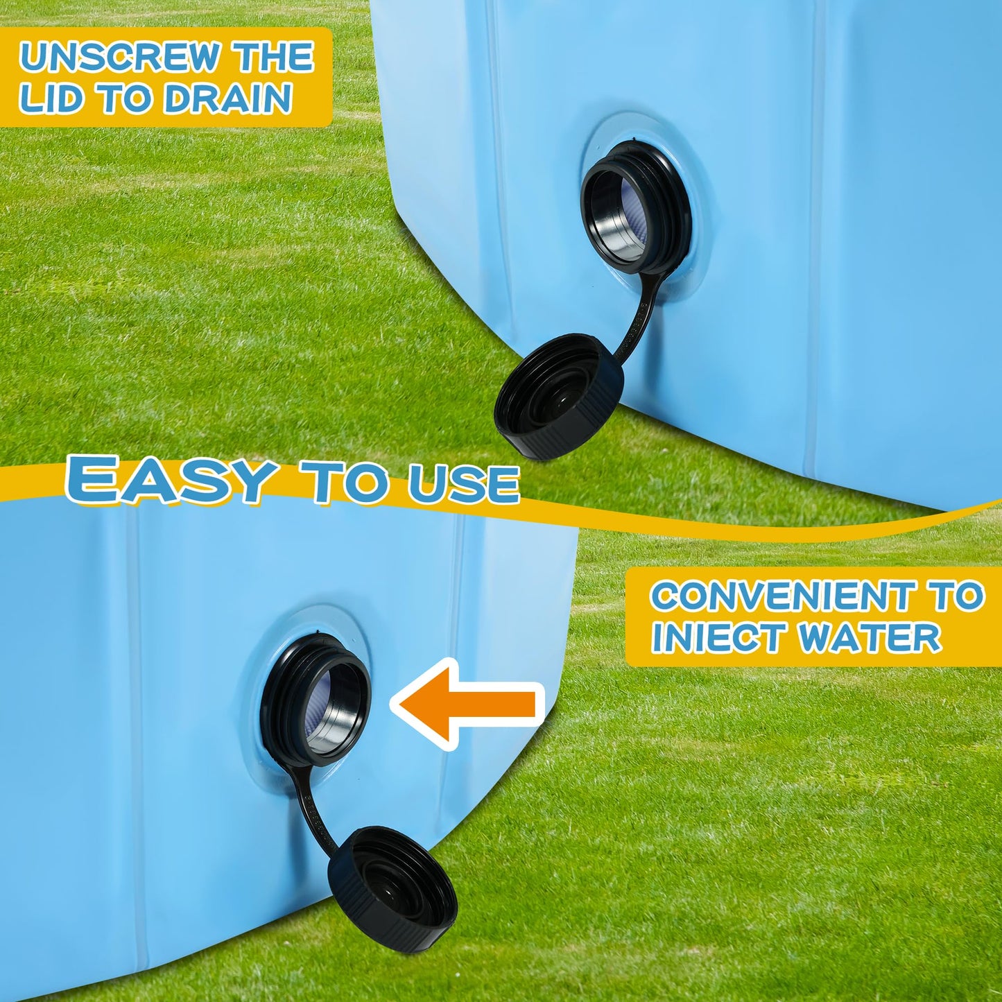 HOSASSPER Foldable Drainable Duck Pond Pool for Real Pet Ducks, Blue Hard Plastic Folding Small Swimming Pool with Drain Plug for Cat Dog for Indoor and Outdoor