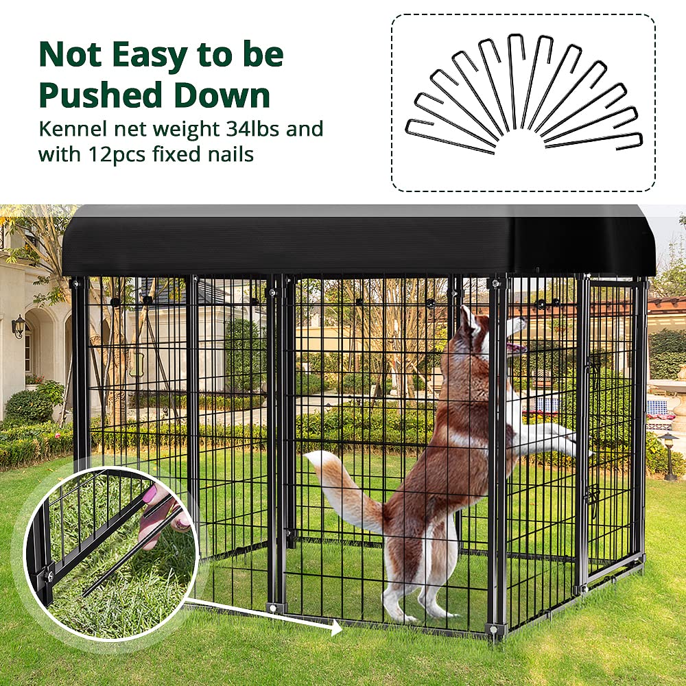 PawGiant Dog Kennel Outdoor, Dog House with Roof Waterproof Cover for Medium to Small Dog Outside 4ft x 4ft x 4.5ft, Pet Enclosures Crate Cage Playpen Run Indoor