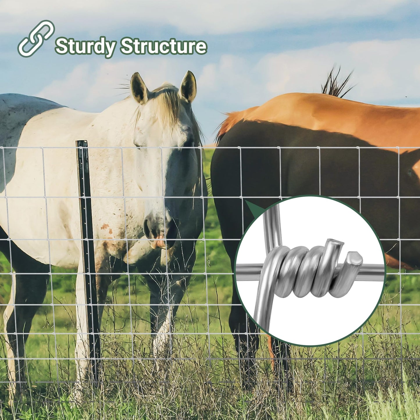 Toriexon Farm Fence 4FT x 164FT, Livestock Fence, Goat Fence, Galvanized Cattle Fence, Heavy Zinc Coating Wire Fencing, Hog Wire Fencing Perfect for Pest Control, Livestock & Animals Protection