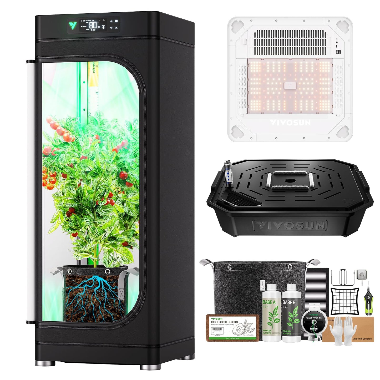VGrow All-in-One Smart Grow Box, Professional System with Samsung LM301H EVO Grow Light, Advanced Circulation & Ventilation System, Irrigation, Nutrient, Magnetic Window for Indoor Hydroponics