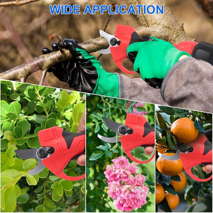 Electric Pruning Shears, 40mm/1.57" Cutting Diameter Cordless Tree Pruner with 2PCS 2000mAh Enhanced Batteries & Replacement Blade Set, Upgraded 21V Gardening Pruner for Tree Branch Grass Trimming
