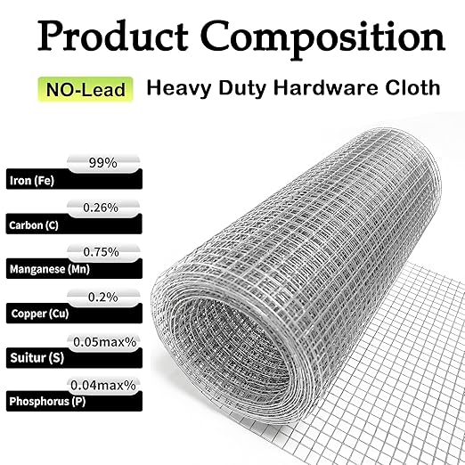 Hardware Cloth 1/4 inch 8in x 20ft Galvanized After Welding 23 Gauge,Wire Cloth Wire Mesh Roll Chicken Wire Fence Mesh Roll for Chicken Pen/Coop Fences, Garden Fences,Screen Mesh,Poultry Netting Cage